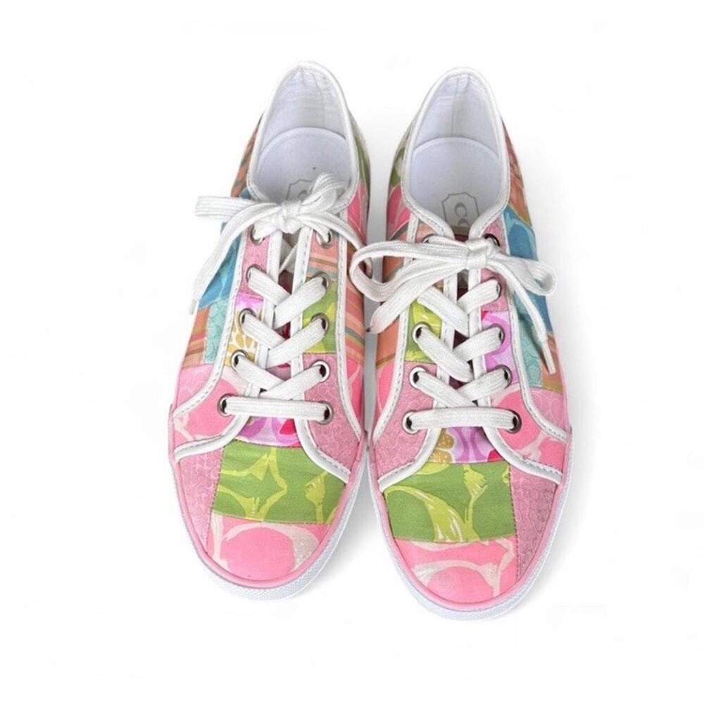 Women’s Coach Dawnell Logo Patchwork Sneakers Pastel Multicolored Size 6.5 - Picture 4 of 8